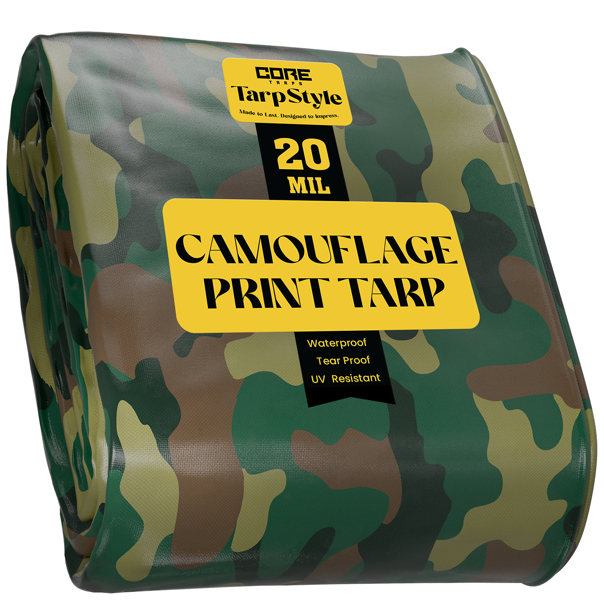Core Tarps Extreme Heavy Duty Tarp Cover — 20ft. x 30ft., 20 Mil, Waterproof, UV Resistant, Rip and Tear Proof, Camouflage/Green, Model# CT-711-20X30